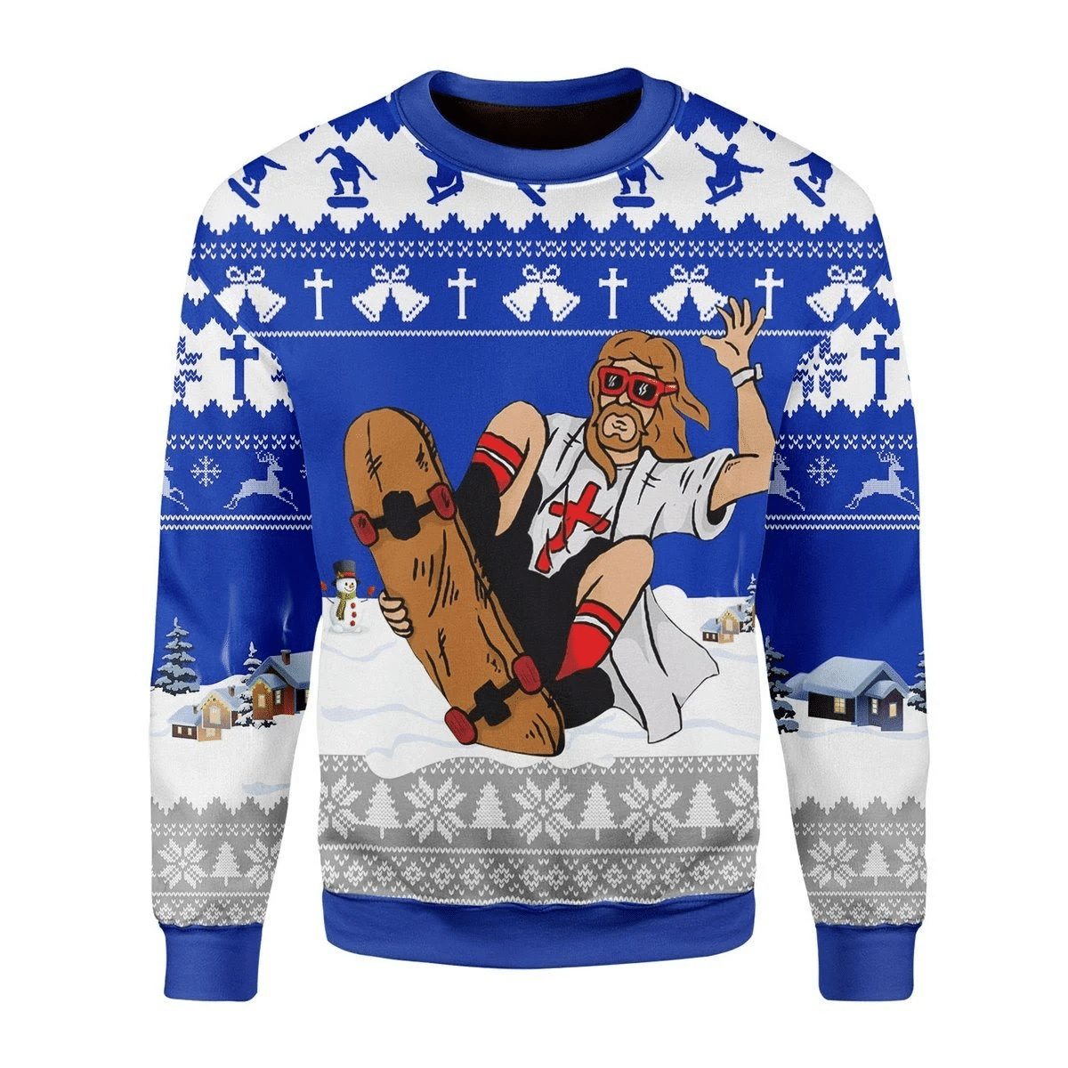 Jesus Skateboarding Ugly Christmas Sweater | For Men & Women | Adult | US3412- Best Christmas Gifts 2023