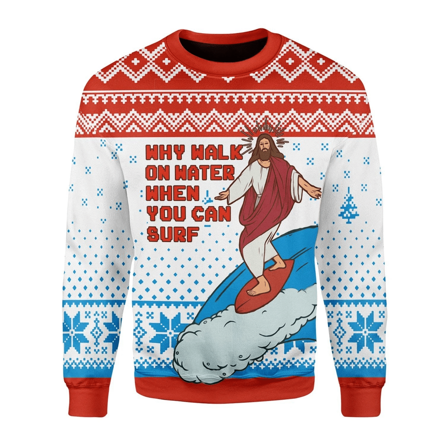 Jesus Surfing Ugly Christmas Sweater | For Men & Women | Adult | US3411- Best Christmas Gifts 2023