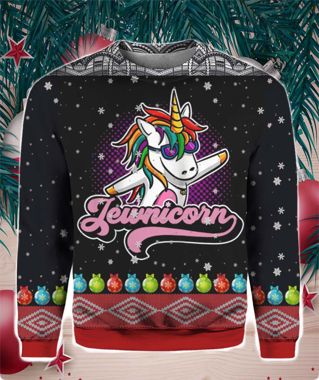 Jewnicorn 3D Ugly Christmas Sweater Hoodie- Best Christmas Gifts 2023