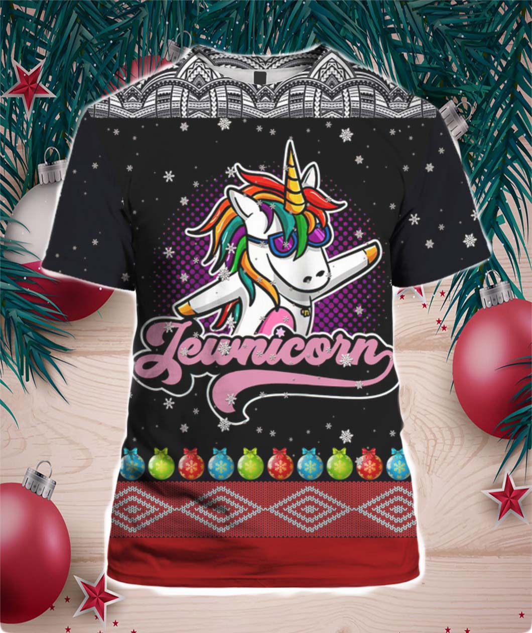 Jewnicorn 3D Ugly Christmas Sweater Hoodie- Best Christmas Gifts 2023