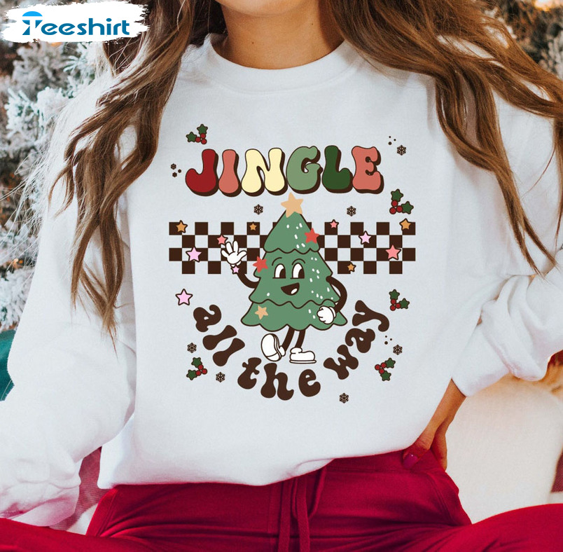 Jingle All The Way Shirt, Merry Christmas Tee Tops Short Sleeve