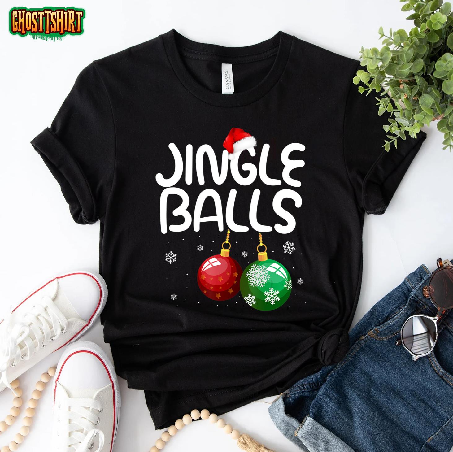 Jingle Balls Christmas Funny Matching Couple Chestnuts T-Shirt