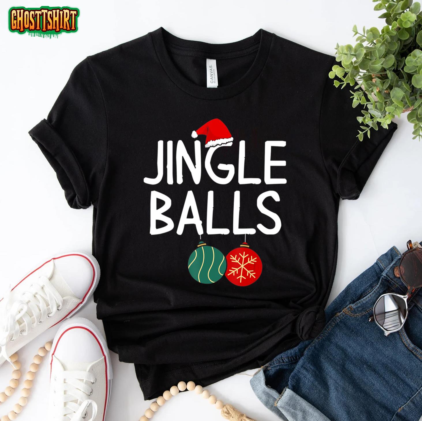 Jingle Balls Tinsel Tits Chestnuts Christmas Pajamas Couple T-Shirt