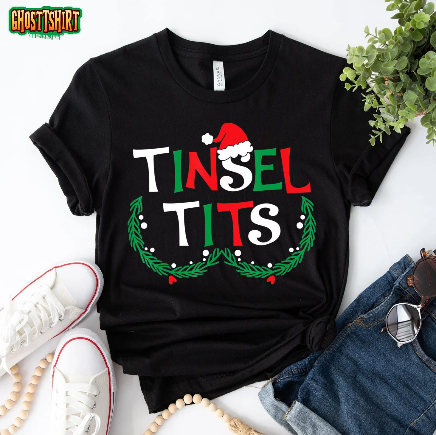 Jingle Balls Tinsel Tits Couples Christmas Matching Couple T-Shirt