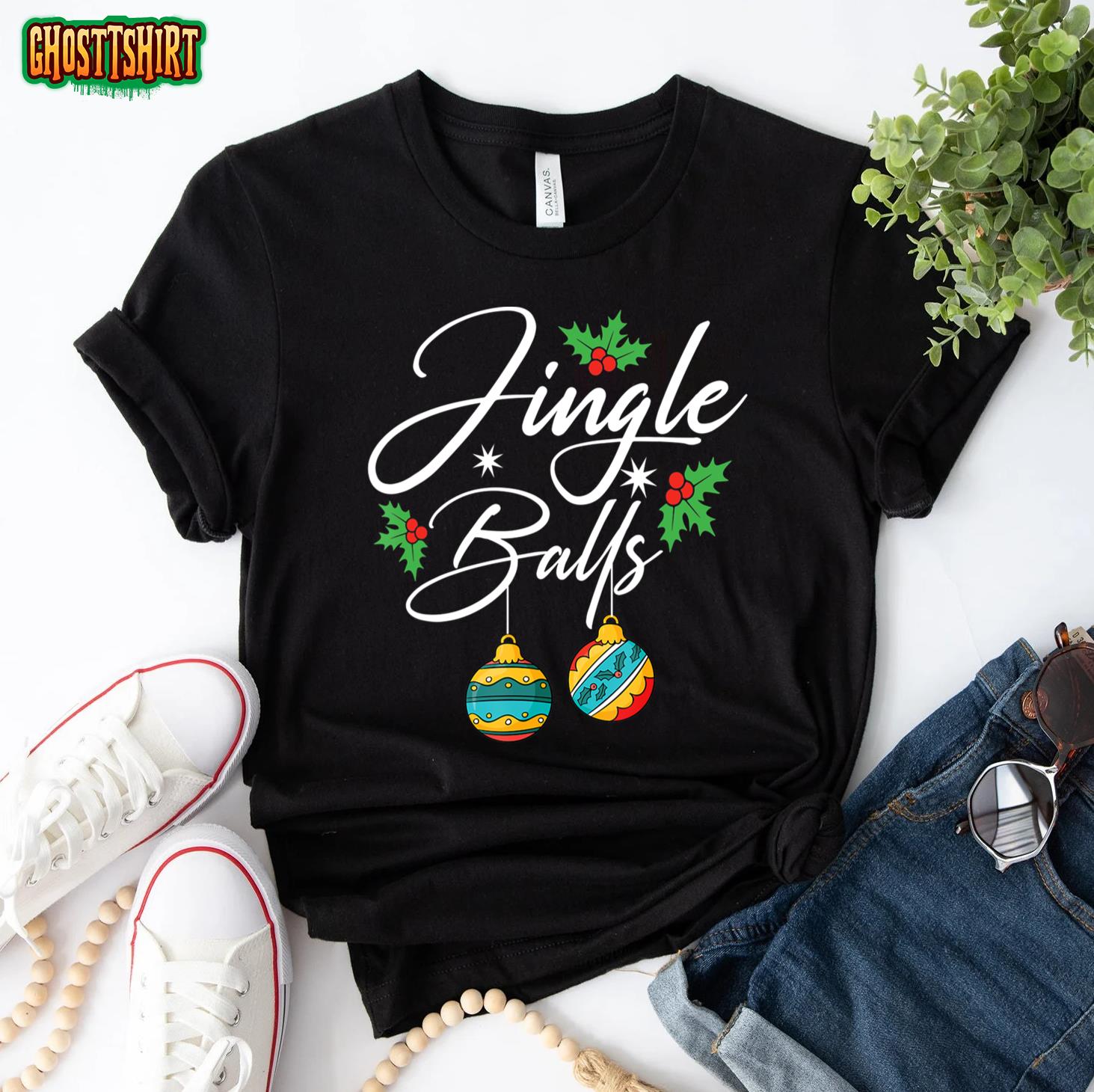 Jingle Balls Tinsel Tits Funny Christmas Matching Couple T-Shirt