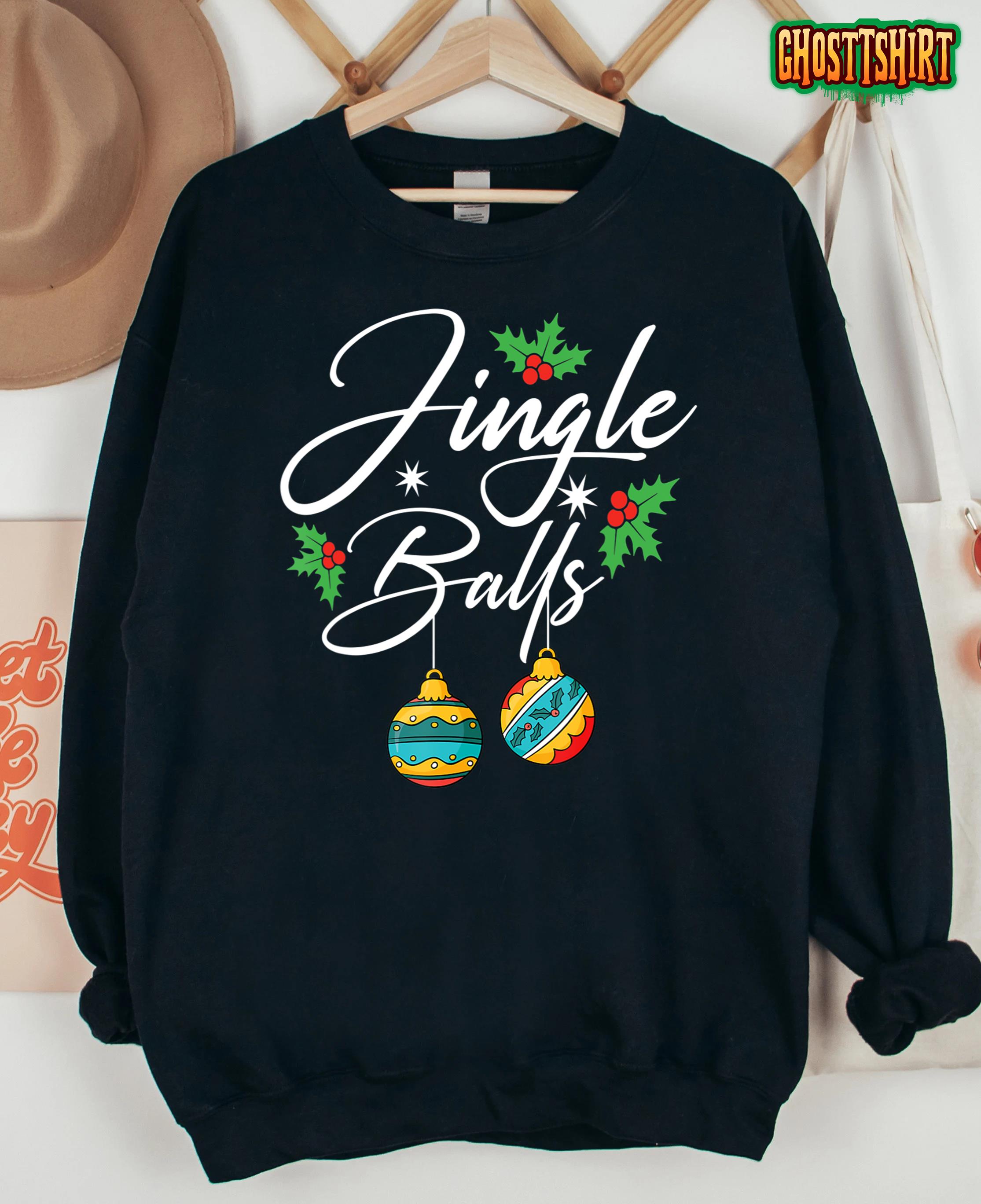 Jingle Balls Tinsel Tits Funny Christmas Matching Couple T-Shirt