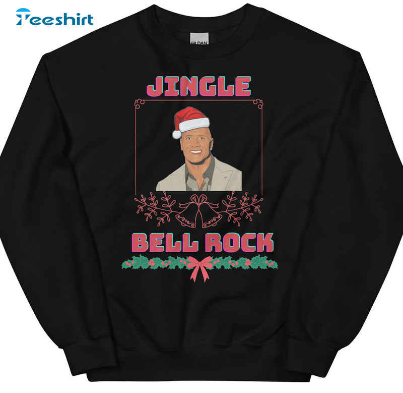 Jingle Bell Rock Sweatshirt, Christmas Funny Dwayne Johnson Short Sleeve Unisex Hoodie