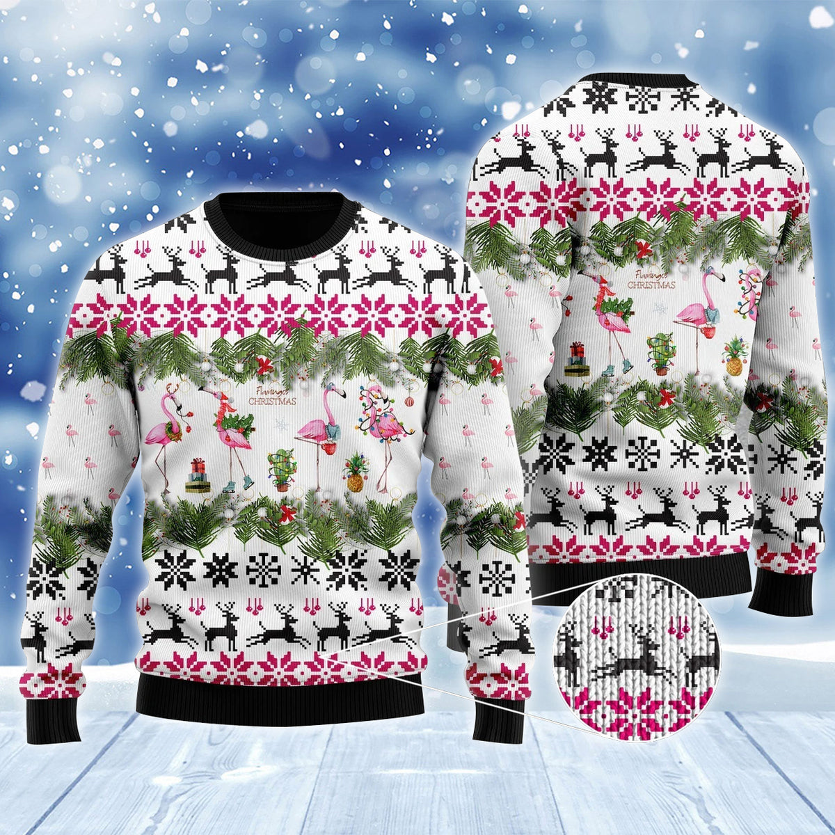 Jingle Bells And Pink Flamingo Xmas Ugly Sweater – Best Christmas Gifts 2023