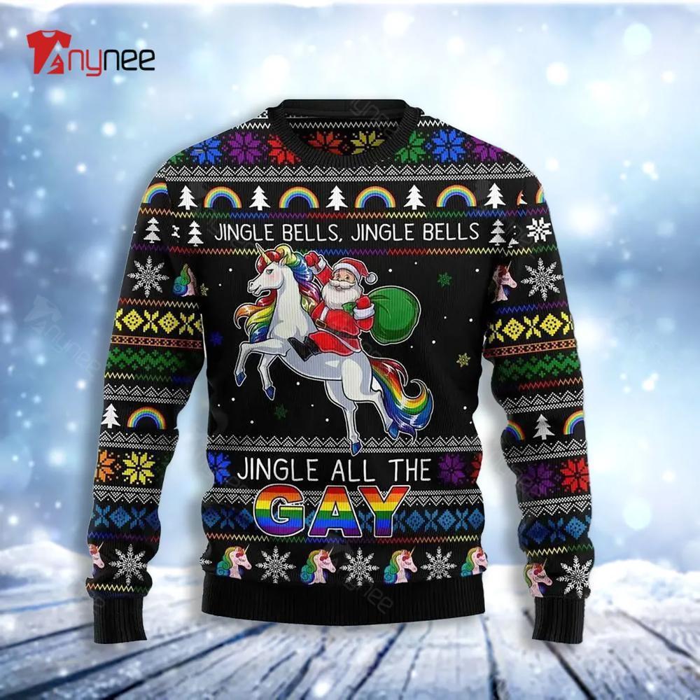 Jingle Bells Jingle All The Gay Ugly Christmas Sweater- Best Christmas Gifts 2023