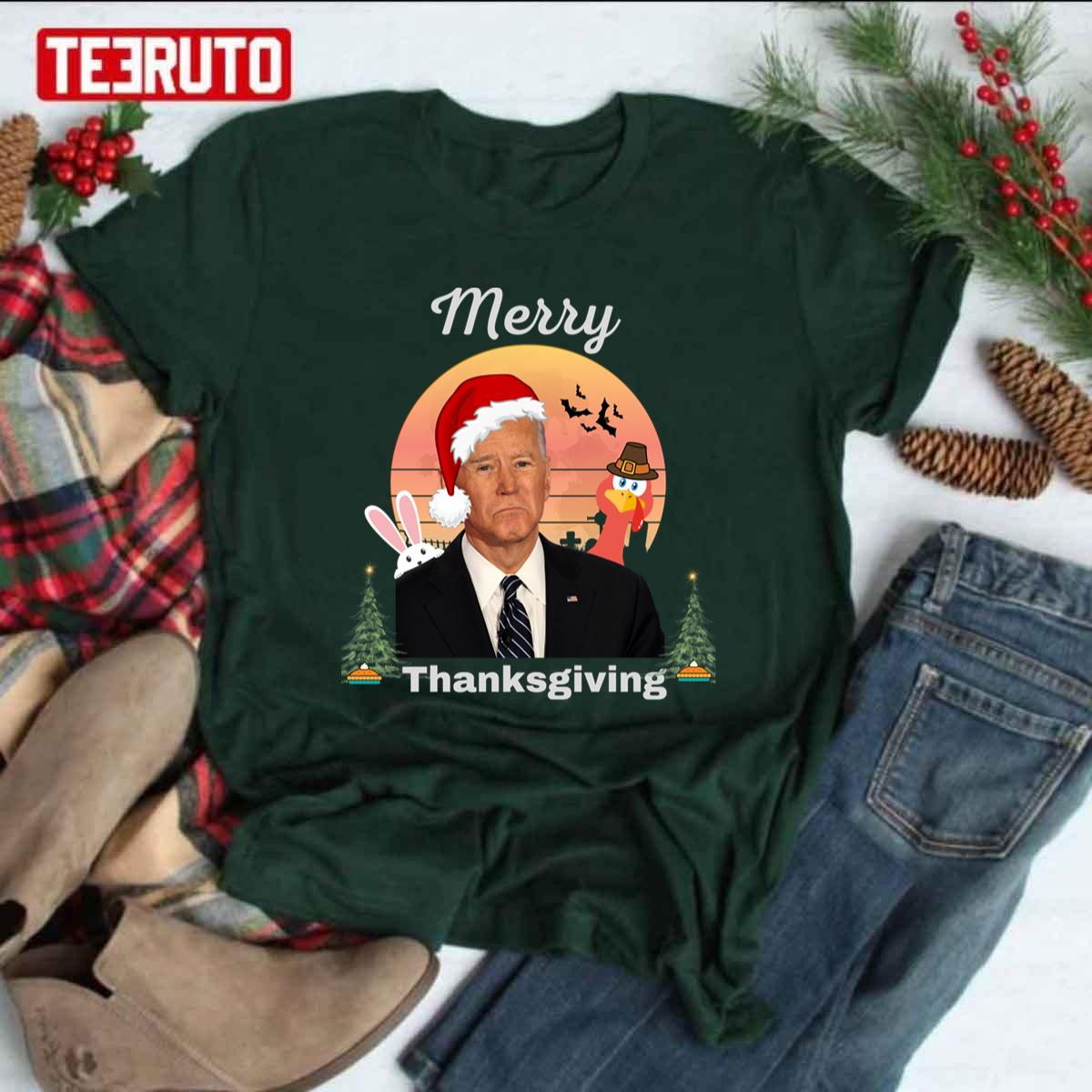 Joe Biden Merry Thanksgiving Halloween Christmas Easter Unisex T-shirt