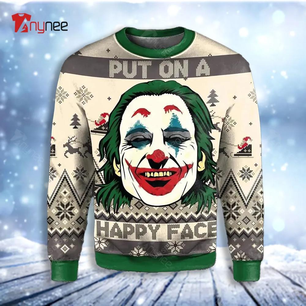 Joker Put On Happy Face Ugly Christmas Sweater- Best Christmas Gifts 2023