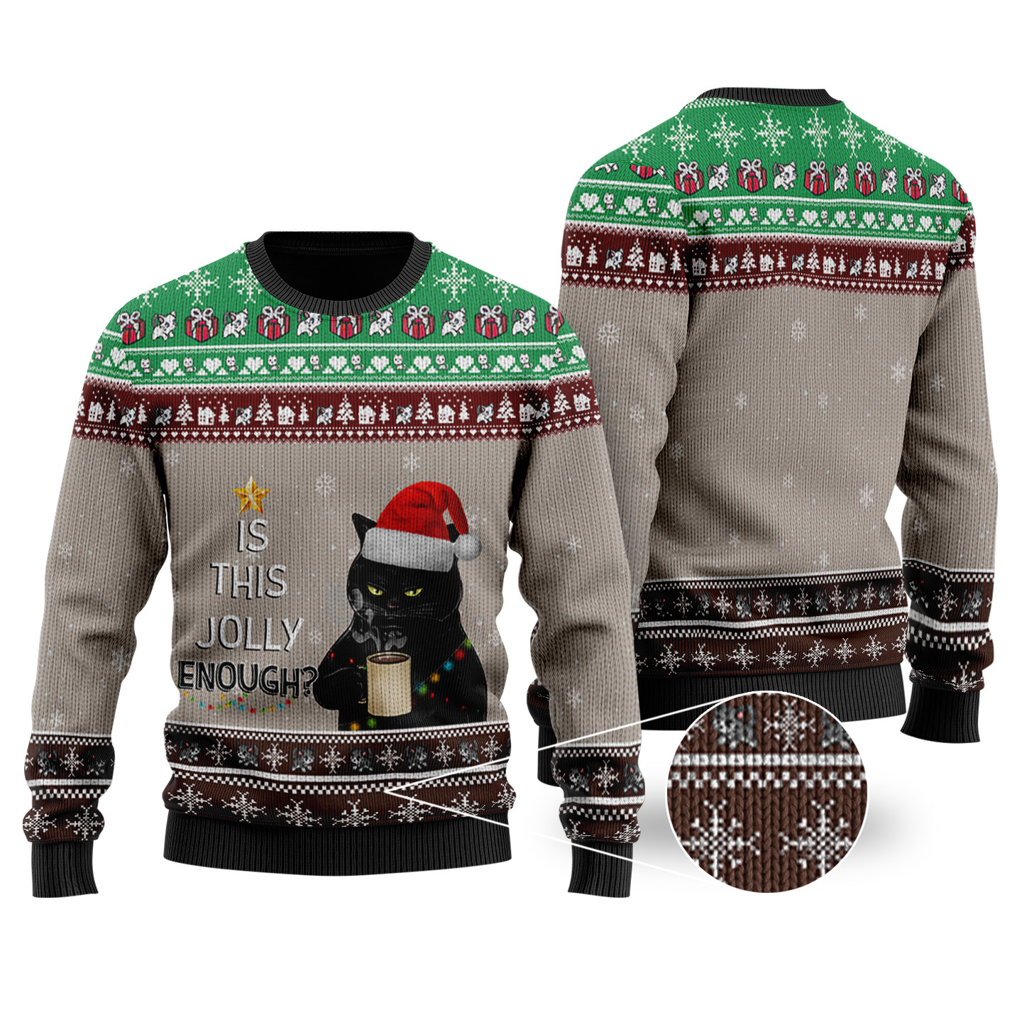 Jolly With Coffee Ugly Christmas Sweater | For Men & Women | Adult | US1270- Best Christmas Gifts 2023