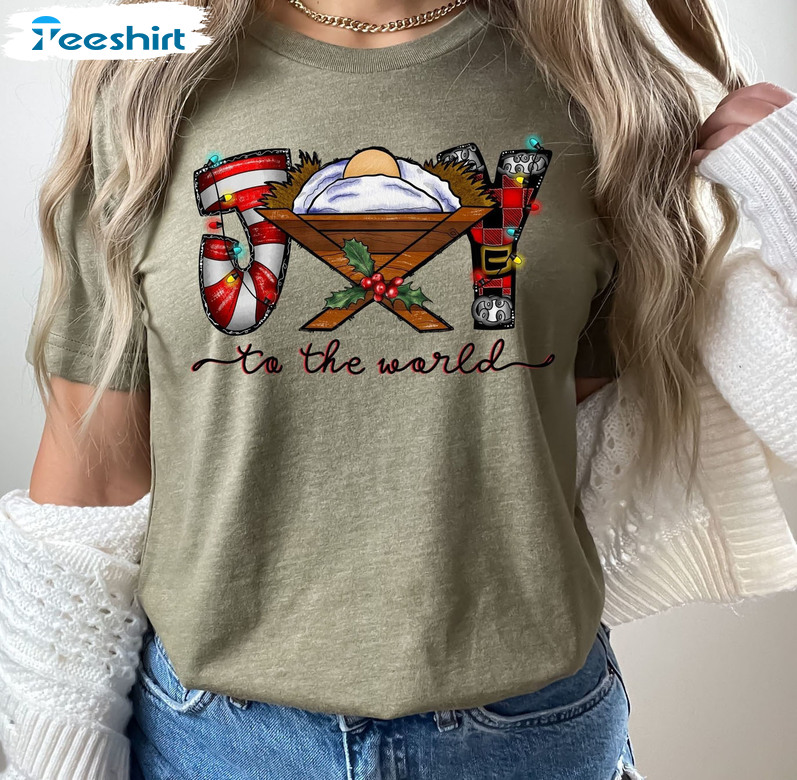 Joy To The World Shirt, Christmas Jesus Sweatshirt Long Sleeve