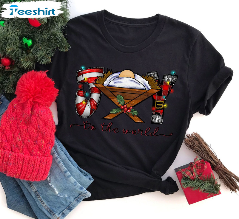 Joy To The World Shirt, Christmas Jesus Sweatshirt Long Sleeve