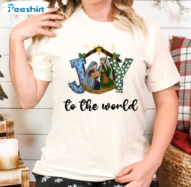 Joy To The World Sweatshirt, Christian Christmas Long Sleeve Sweater