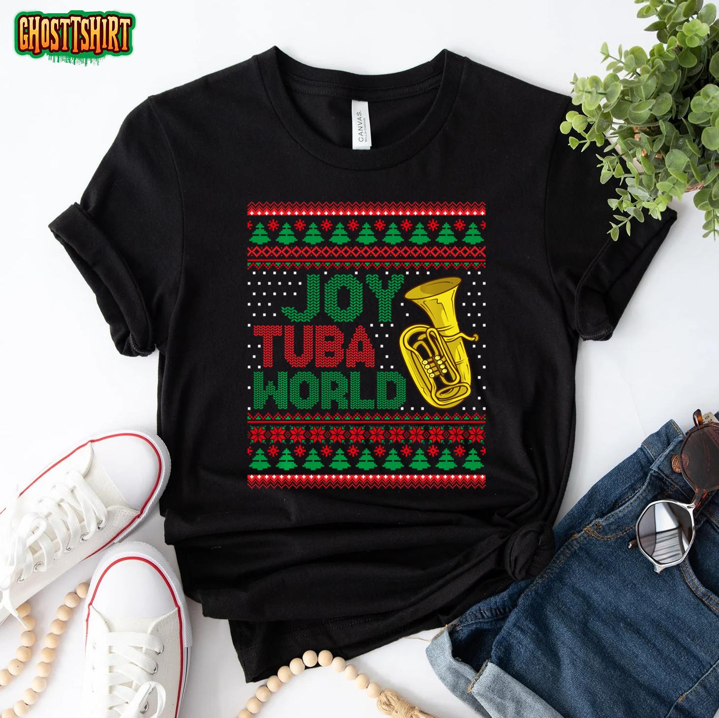 Joy Tuba World Ugly Christmas Sweater Music Lover Xmas Sweatshirt