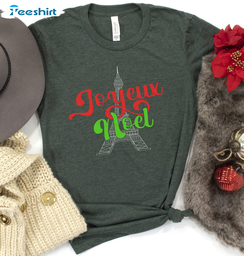 Joyeux Noel Shirt, Christmas Eiffel Tower Paris Unisex Hoodie Tee Tops