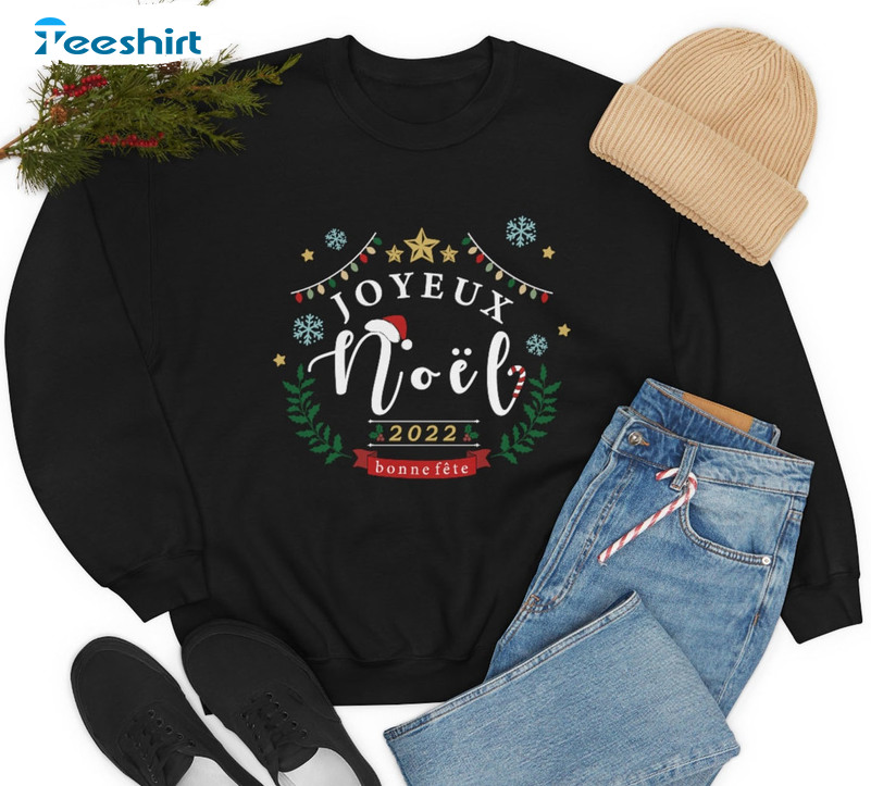 Joyeux Noel Shirt, Christmas French 2022 Sweatshirt Short Sleeve