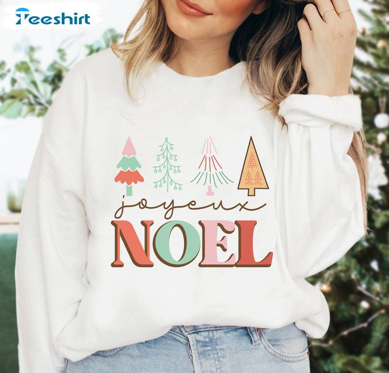 Joyeux Noel Shirt, Christmas Joyful Unisex Hoodie Sweatshirt