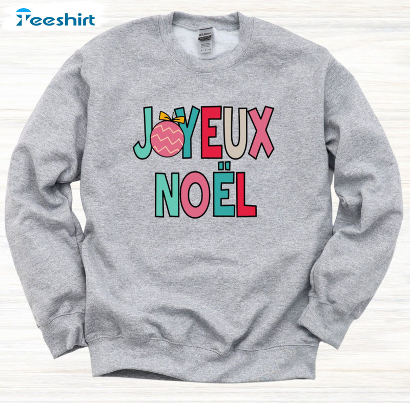 Joyeux Noel Shirt, Christmas Unisex T-shirt Long Sleeve Vintage Style