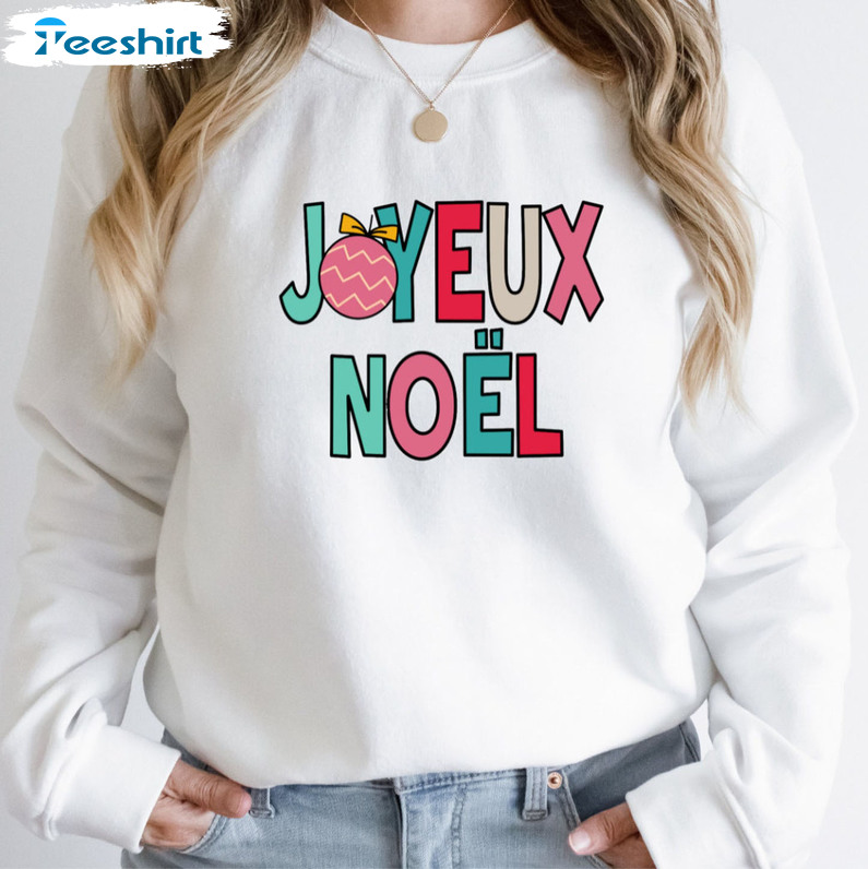 Joyeux Noel Shirt, Christmas Unisex T-shirt Long Sleeve Vintage Style