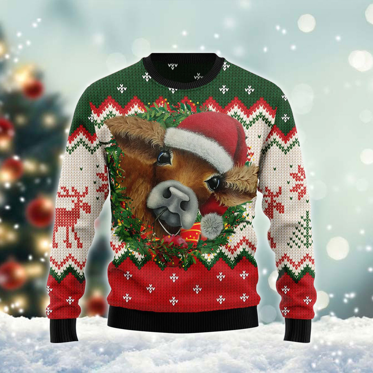 Just A Girl Who Like Santa Cow Xmas Ugly Sweater – Best Christmas Gifts 2023