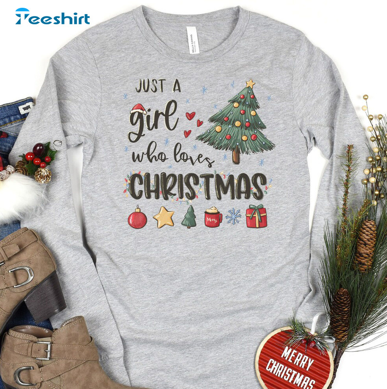 Just A Girl Who Loves Christmas Shirt – Christmas Lover Short Sleeve Sweater