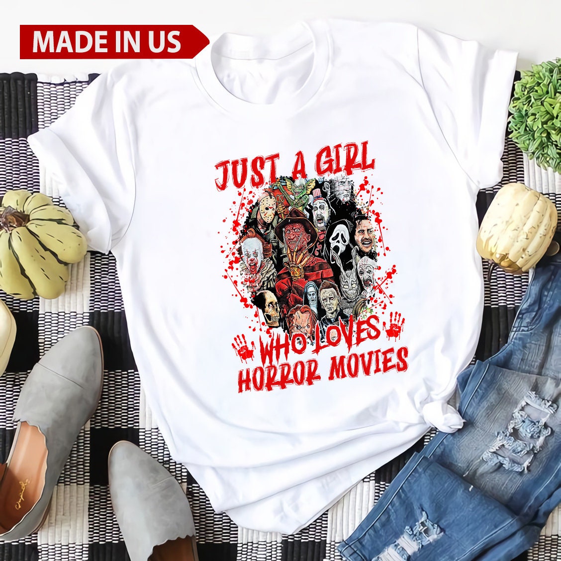 Just A Girl Who Loves Horror Movies Halloween T-Shirt