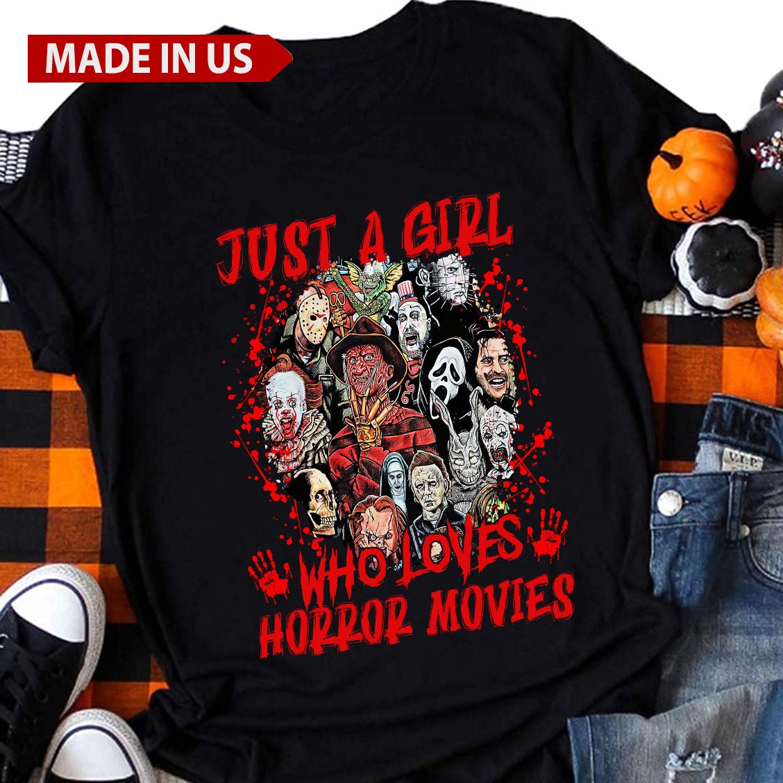 Just A Girl Who Loves Horror Movies Halloween T-Shirt