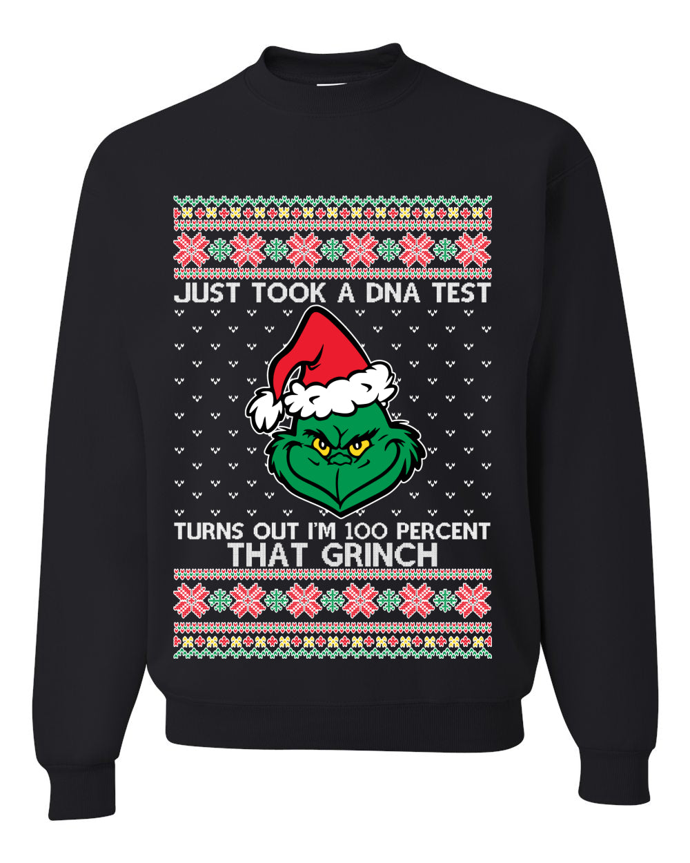 Just Took A DNA Test Turns Out I’m 100% That Grinch Ugly Christmas Sweater Unisex Crewneck Graphic Sweatshirt- Best Christmas Gifts 2023