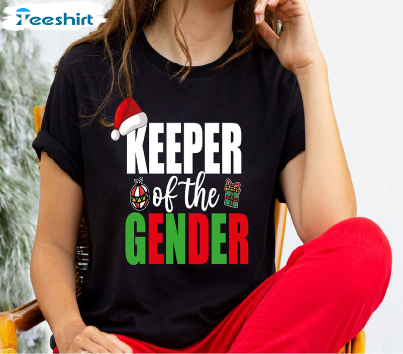 Keeper Of The Gender Shirt, Christmas Baby Announcement Long Sleeve Hoodie