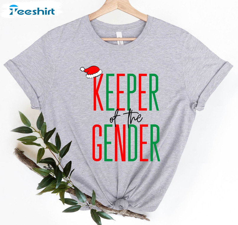 Keeper Of The Gender Shirt, Christmas Baby Announcement Tee Tops Crewneck