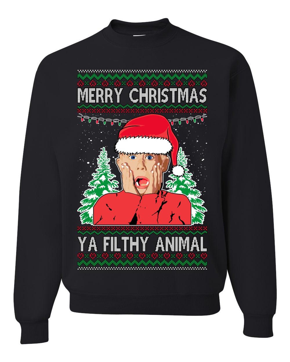 Kevin Merry Christmas Ya Filthy Animal Ugly Christmas Sweater Unisex Crewneck Graphic Sweatshirt- Best Christmas Gifts 2023