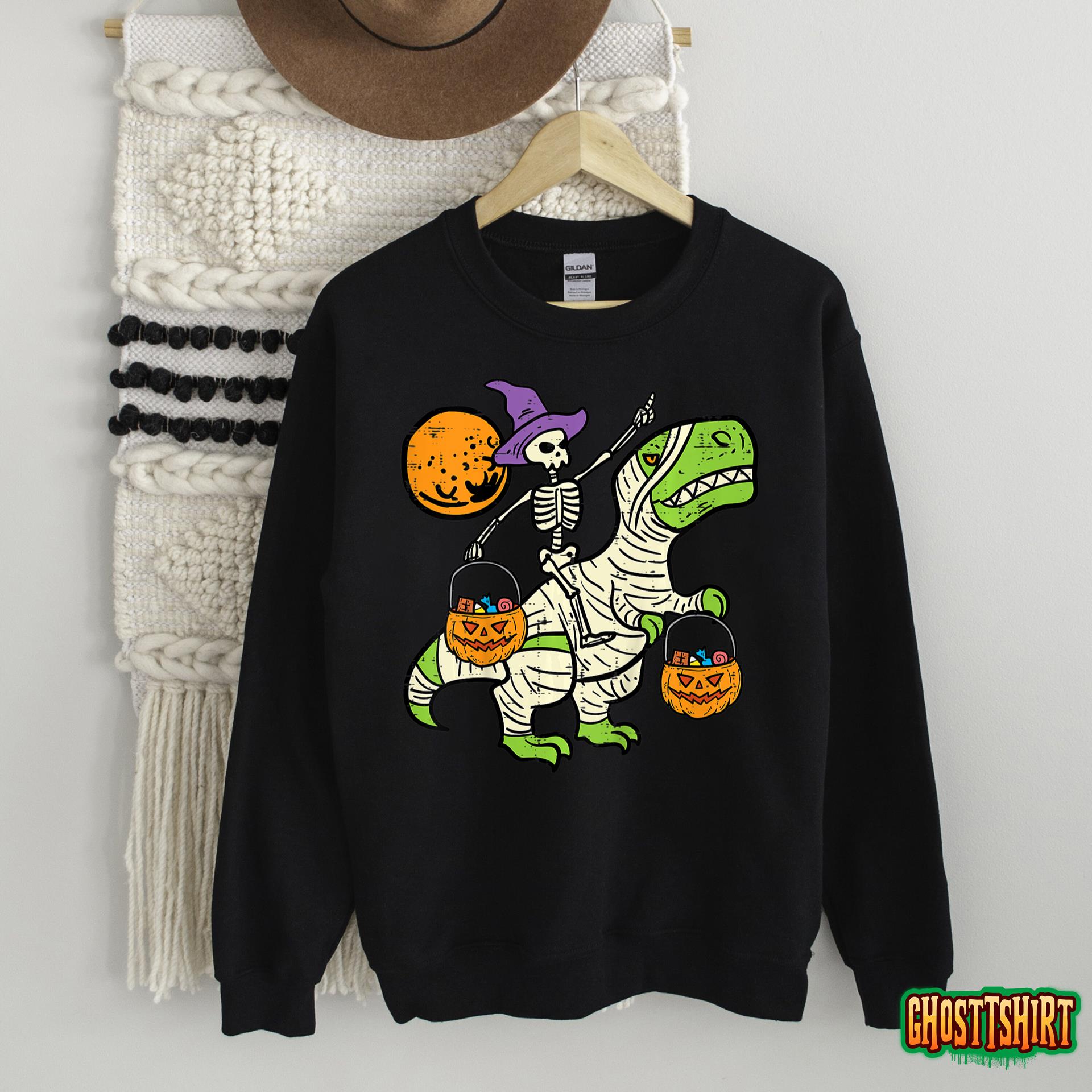 Kids Skeleton Dino Pumpkin Halloween Costume Toddler Boys Kids T-Shirt