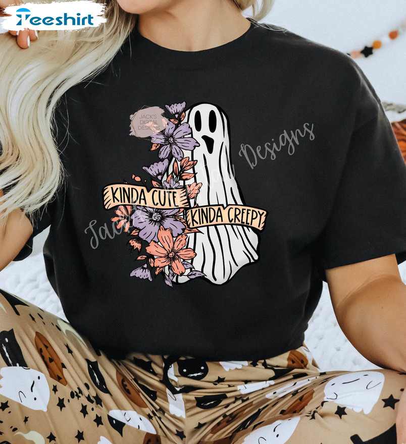 Kinda Cute Kinda Creepy Shirt, Halloween Skeleton Crewneck Unisex T-shirt