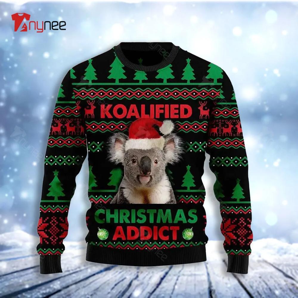 Koala Koalified Christmas Addict Ugly Christmas Sweater- Best Christmas Gifts 2023