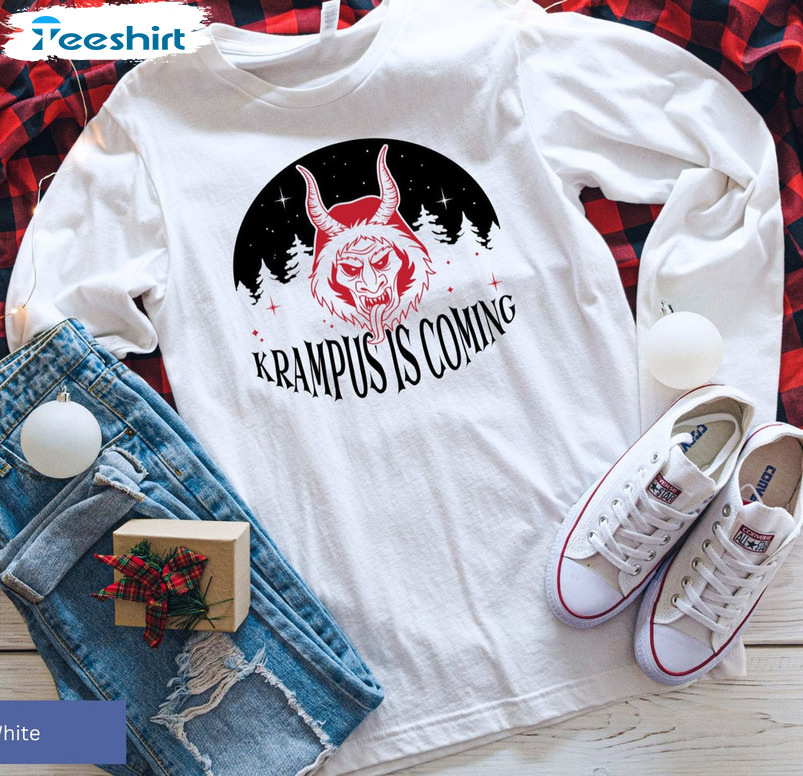 Krampus Is Coming Shirt, Krampus Christmas Sweater Short Sleeve