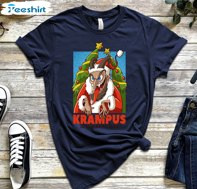 Krampus Is Coming To Town Shirt, Christmas Unisex Hoodie Crewneck