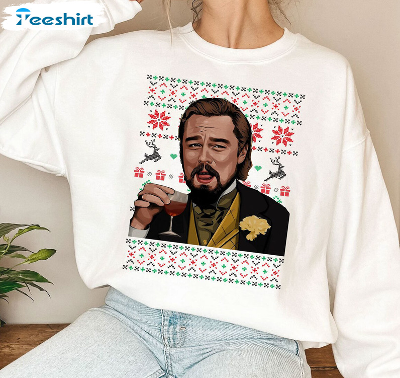 Leonardo Dicaprio Meme Funny Shirt, Merry Christmas Crewneck Unisex T-shirt