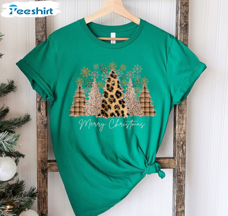 Leopard Christmas Shirt, Vintage Long Sleeve Sweater