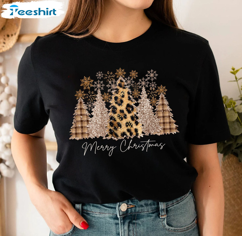 Leopard Christmas Shirt, Vintage Long Sleeve Sweater