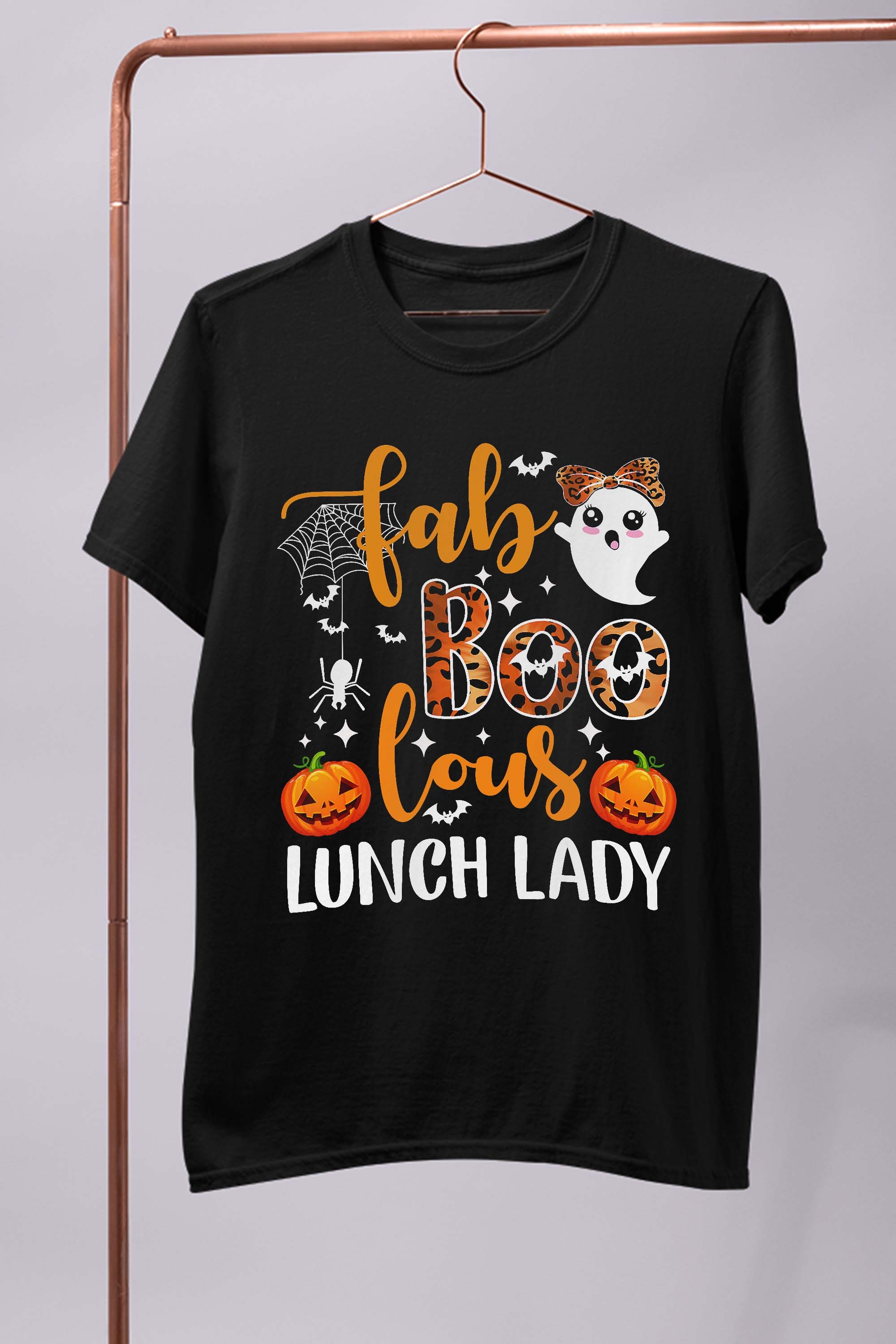 Leopard Fab Boo Lous Lunch Lady Team Teacher Spooky Season T-Shirt