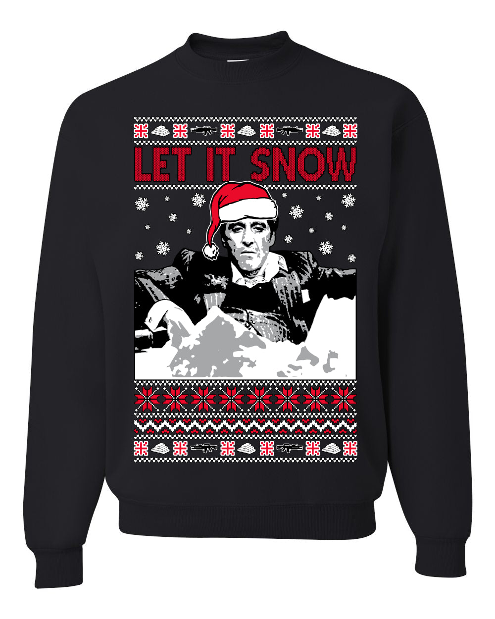 Let It Snow Bad Guy Tony Christmas Ugly Christmas Sweater Unisex Crewneck Graphic Sweatshirt- Best Christmas Gifts 2023