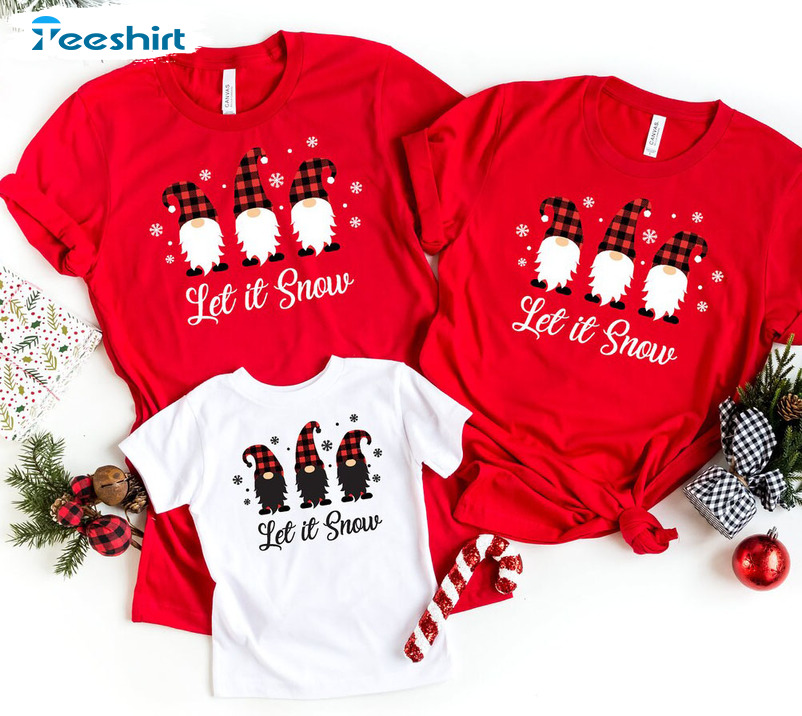 Let It Snow Shirt – Christmas Gnome Crewneck Unisex Hoodie