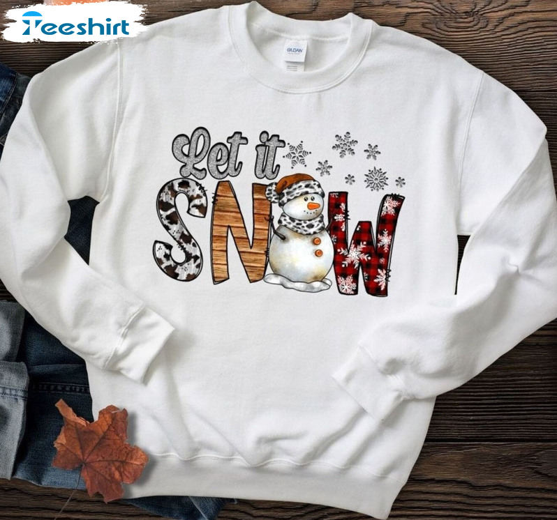 Let It Snow Shirt – Christmas Snowman Short Sleeve Unisex Hoodie