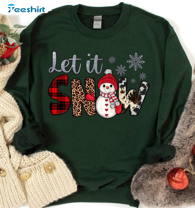 Let It Snow Shirt – Snowflake Christmas Crewneck Short Sleeve