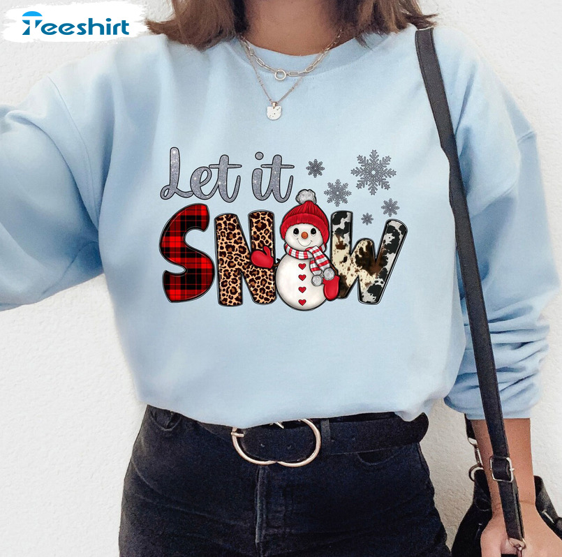 Let It Snow Shirt – Snowflake Christmas Crewneck Short Sleeve