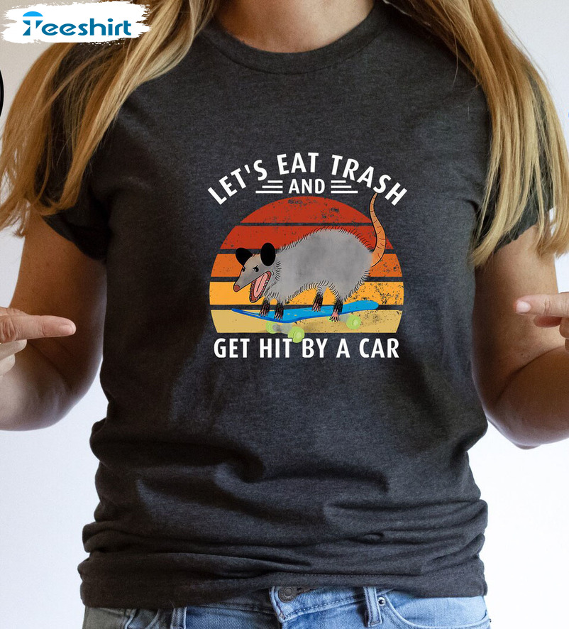 Let’s Eat Trash Get Hit By A Car Shirt, Opossum Christmas Long Sleeve Unisex Hoodie