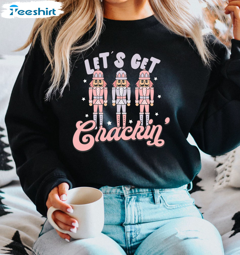 Lets Get Cracking Sweatshirt, Vintage Santa Christmas Shirt Retro Holiday