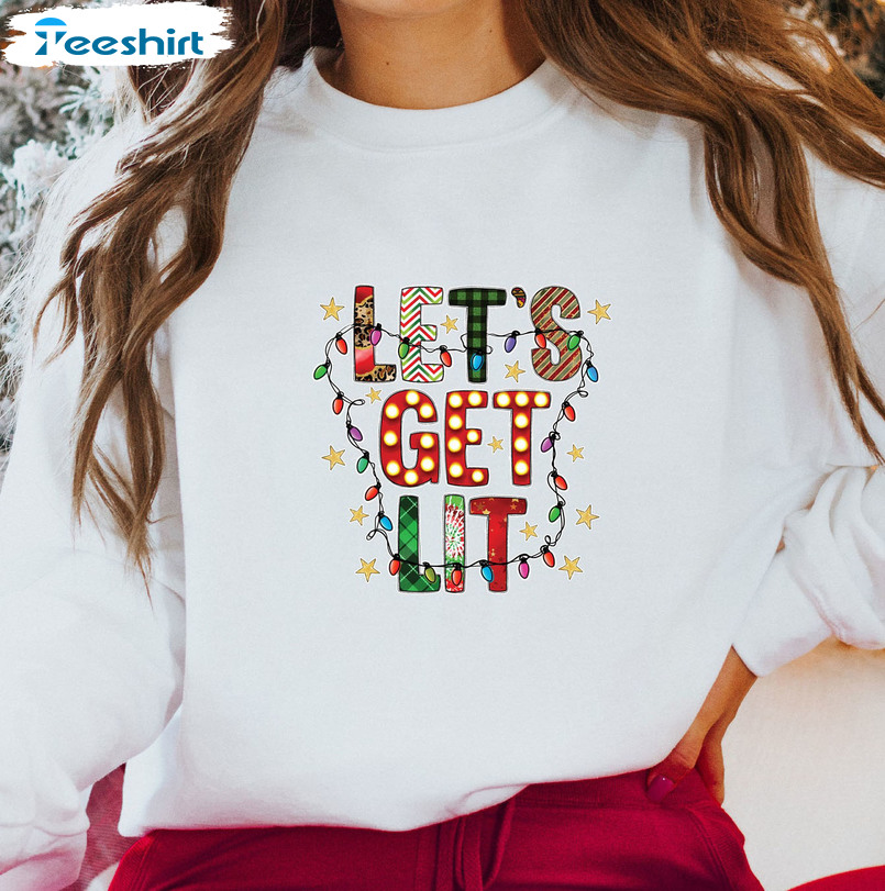 Let’s Get Lit Hanukkah Shirt – Christmas Sweatshirt Short Sleeve